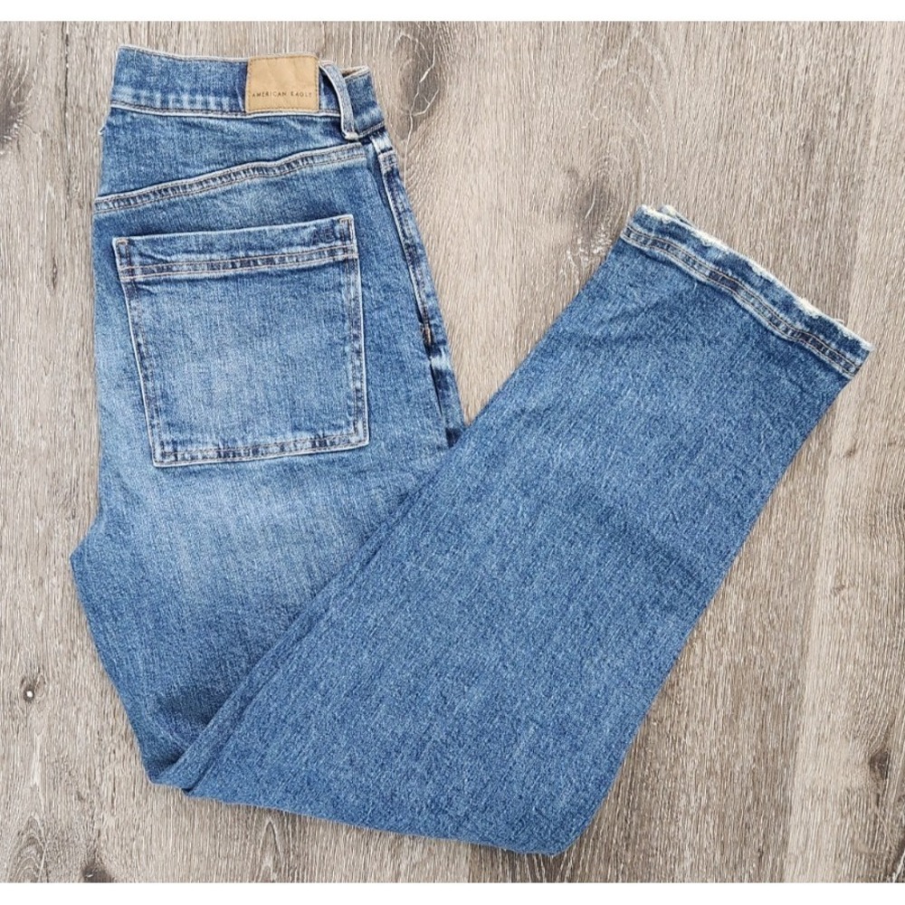 American Eagle Super High Rise Baggy Straight Stretch Jeans Women's Size 2